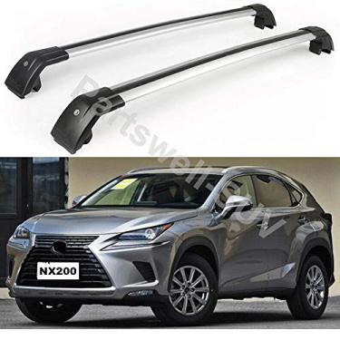 Imagem de YiXi-Partswell 2 peças de rack de teto com trava, barras transversais, bagageiro de alumínio, adequado para Lexus NX NX200 NX300h 2015-2021 - Prata