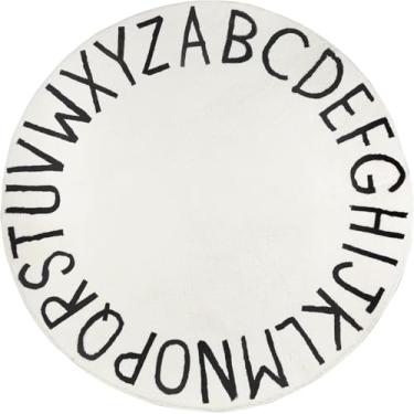 Imagem de Topotdor Tapete redondo para crianças, alfabeto, berçário, tapete extra grande, macio, para quarto de crianças pequenas (244 cm, branco)