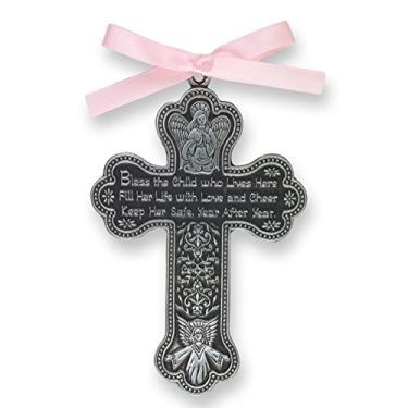 Imagem de Cathedral Art CM7 Medalha de berço de bebê menina, 7,5 cm de altura, metal