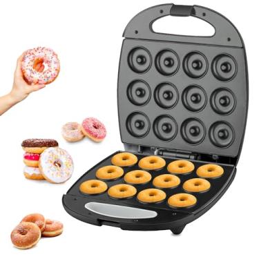 Imagem de Máquina de Donuts com Superfície Antiaderente Assa 16 Rosquinhas em Minutos Perfeito para Sobremesas Padaria Caseira Festas Cafés Operação Simples Efi