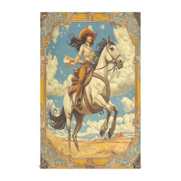 Imagem de xigua Lindo conjunto de 1 panos de prato de cozinha Cowgirl, macios e altamente absorventes de secagem rápida para limpeza de pratos e limpeza à mão, 71 x 45 cm