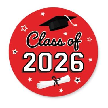 Imagem de Adesivos de formatura Class of 2026 para lembrancinhas de festa - 40 unidades (vermelho 2026)