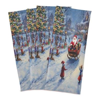Imagem de xigua Conjunto de 6 panos de prato de cozinha com cena noturna de Natal, toalhas de cozinha macias e altamente absorventes de secagem rápida para limpeza de pratos e limpeza manual, 71 x 45 cm