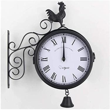 Imagem de U5GAAALPPQ9 Relógio de parede para uso externo, relógio de parede com suporte de dupla face