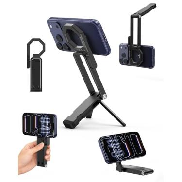 Imagem de LULULOOK Suporte de tripé magnético robusto para iPhone/Pixel 10 - Suporte de telefone magnético forte portátil para Magsafe - Suporte de tripé para iPhone 13/14/15/16/17 Pro Max & Air (preto)