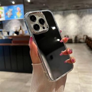 Imagem de Capa de celular luxuosa com espelho para maquiagem para iPhone 11, 12, 13, 14, 15, 16 Pro Max Mini XR X XS 8, 7Plus, capa rígida de acrílico à prova de choque, prateada, para iPhone 15 ProMax
