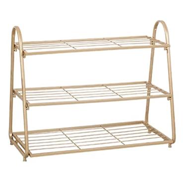 Imagem de Prateleira para sapatos, organizador de sapatos, sapateira, prateleira de armazenamento de sapatos de metal para sala de estar, entrada, corredor, armazenamento de sapatos, suporte (cor: dourado
