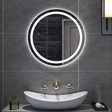 Imagem de Espelho de banheiro de LED para parede regulável espelho de maquiagem espelho antiembaçamento iluminado espelho retroiluminado à prova d'água espelho sem moldura com interruptor de toque