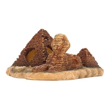 Imagem de Pilipane Decoração de pirâmide de aquário realista segura resina tanque de peixes pirâmide escondendo caverna para ornamento de aquário