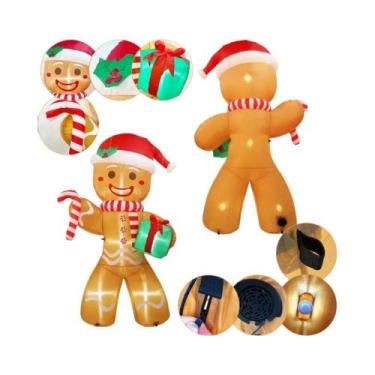 Imagem de Decoração De Natal Inflável De 2,4M Com Luzes LED, Boneco De Gengibre 