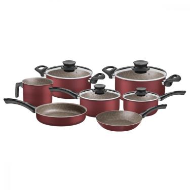 Imagem de Jogo de Panelas Tramontina Paris Texture em Aluminio com Revestimento Interno e Externo Antiaderente Starflon Max Vermel
