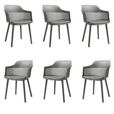 Imagem de Kit 6 Cadeiras Decorativas Prescott Sala de Jantar PP/PU Cinza G56 - Gran Belo