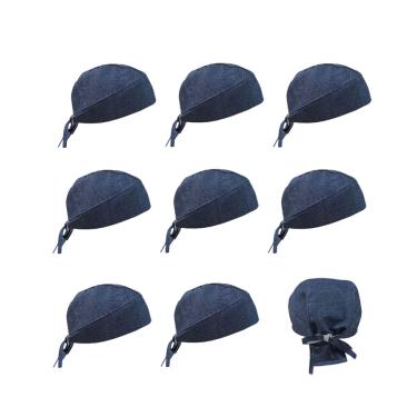 Imagem de Bandana Jeans Azul Touca Cozinha Bar Ajustavel Unissex 10un