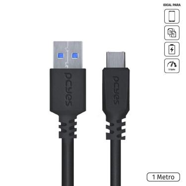 Imagem de Cabo Para Celular Smartphone Usb Tipo C Para Usb A 3.0 1 Metro Preto - P3Uacp-1
