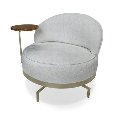 Imagem de Poltrona Sala De Estar Base Giratória Dourada Aura Bouclê S04 - D'rossi Cor Cinza