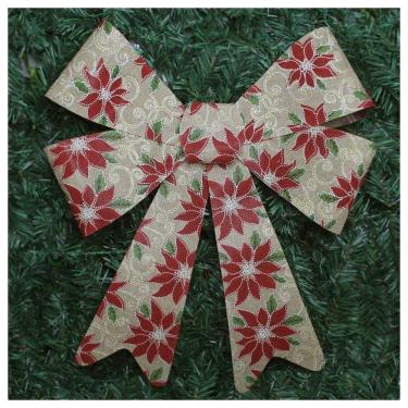 Imagem de Kit 8 Enfeite árvore Natal Laço Decorado Com Flores 46 Cm