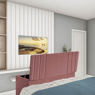 Imagem de Calçadeira Baú Recamier Estofada Cama King 190cm Grécia Suede Rose- Mabe Magazine