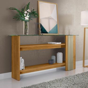 Imagem de Aparador De Sala Com Prateleiras 150cm Mirezi M20 - D'rossi Cor Cumaru E Opala