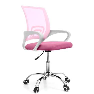 Imagem de Cadeira De Escritório Secretária Base Cromada Com Rodinha Fortt Lisboa Rosa CSF02-R