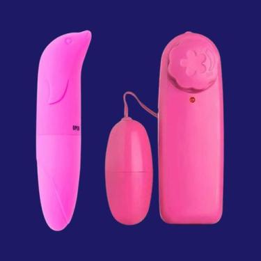 Imagem de Kit Vibrador Feminino Golfinho Ponto G Bullet Cápsula Estimulador Clit