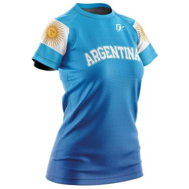 Imagem de Camiseta Baby Look Filtro UV Argentina Bandeira OverFame Azul Escuro-Feminino