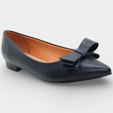 Imagem de Sapatilha Vizzano Salto Baixo Bico Fino Laço Feminino - Preto, 37