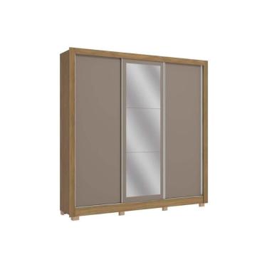 Imagem de Guarda Roupa Casal 3 Portas De Correr E 2 Gavetas C- Espelho E Pés Cb01m570 Nogueira-fendi - Kappesberg