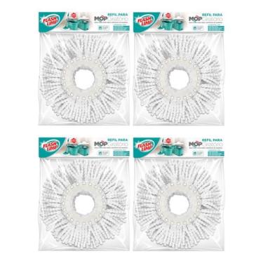 Imagem de Kit 4 Refil Esfregão Mop Giratório Fit Flash Limp Limpeza Geral