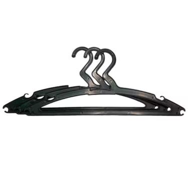 Imagem de Kit 5 Cabides de Plástico Preto Reforçado 40cm com Cava