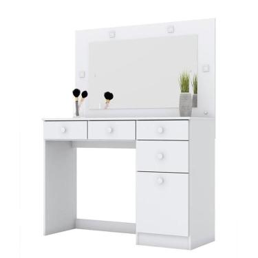 Imagem de Penteadeira Camarim Chanel Com Porta E 4 Gavetas Branco - Móveis Henn Branco