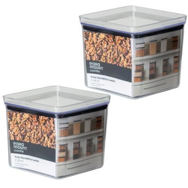 Imagem de 2 Potes Hermético Multiuso Lumini Quadrado Paramount 2.195ml - Paramou