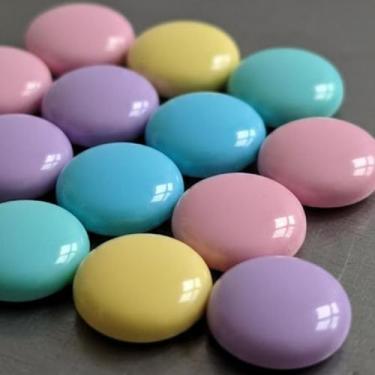 Imagem de Kit 24 Imas de Geladeira Redondos Tons Pasteis Coloridos Organizador d