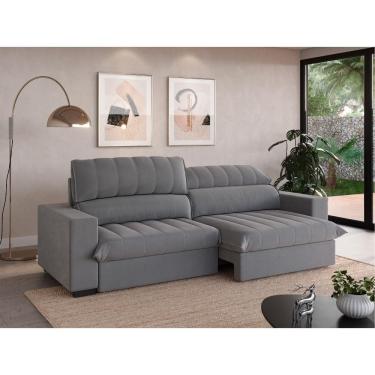 Imagem de Sofá com Molas Ensacadas Retrátil e Reclinável Strike 2,40m Veludocristal com Carregador USB - NETSOFAS