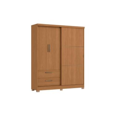 Imagem de Guarda Roupa Solteiro 3 Portas de Correr 2 Gavetas 180cm C533 com Pés Cor Canela - Kappesberg