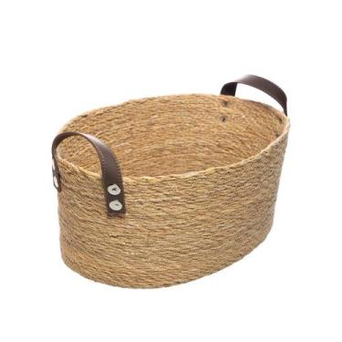 Imagem de 3 Cestos Organizadores Ovais Wolff de Fibra Natural com Alça