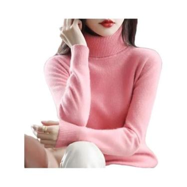 Imagem de Suéter De Cashmere Com Gola Alta Em Plush De Mink Para Mulheres Outono