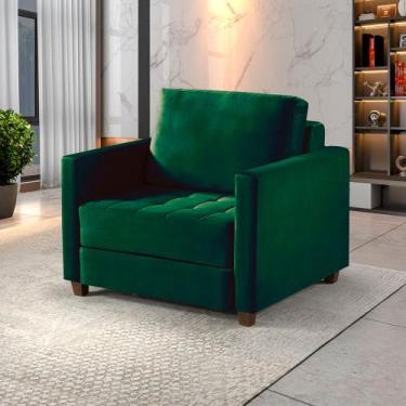 Imagem de Sofá Cama Marcelle 1 Lugar 100 Solteiro Veludo Paris Pés de Madeira Ta