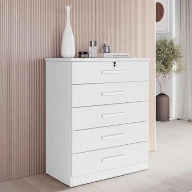 Imagem de Cômoda Gaveteiro Ambiente Suiça Com Chave Neve - Novo Horizonte - MÓVE