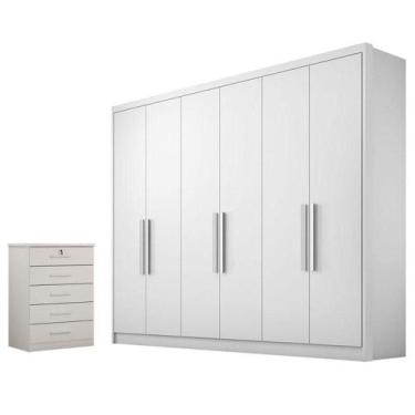 Imagem de Guarda Roupa Casal Linea E Gaveteiro Suiça Neve - Novo Horizonte - MÓV