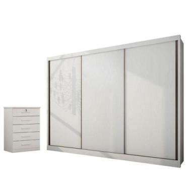 Imagem de Guarda Roupa Casal Londres E Gaveteiro Suiça Neve - Novo Horizonte - M