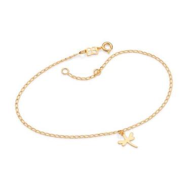 Imagem de Tornozeleira Rommanel Folheada Com Berloque Libélula 550610 Cor:Dourad
