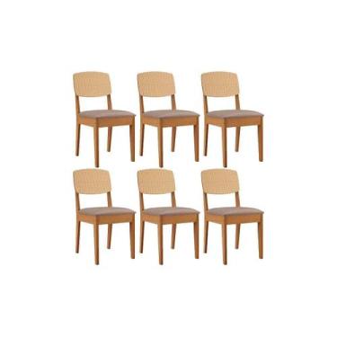 Imagem de Kit 6 Cadeiras de Cozinha Havana Premium 6 Un Naturalle/Linho Capuccin