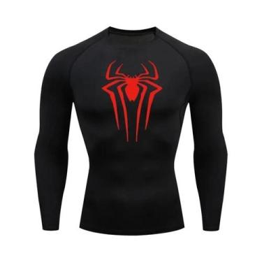 Imagem de Camiseta Masculina De Compressão De Manga Longa Com Estampa De Aranha,