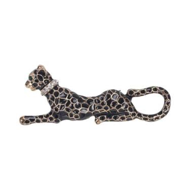Imagem de Broche Vintage Feminino De Leopardo Com Strass, Pin Unissex De Animal,