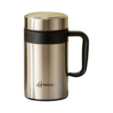 Imagem de Copo Térmico Feminino De Grande Capacidade Em Cor Sólida Com Alça Para