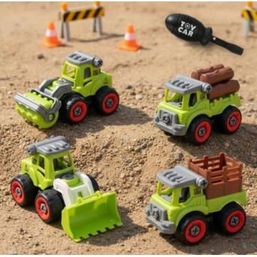 Imagem de Kit 4 carrinhos monta desmonta didático construção brinquedo presente 