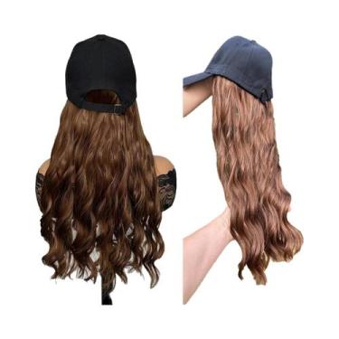 Imagem de Peruca Sintética Com Cachos Ondulados E Boné De Beisebol Integrado, Ap