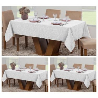 Imagem de Kit 3 Toalhas Mesa Luxo Retangular Sala Jantar Jacquard 8 Lugares - Ac