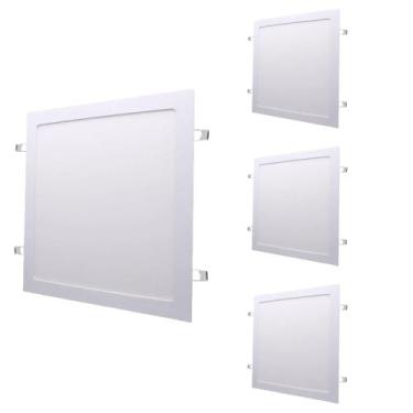 Imagem de Kit 4 Painel LED Plafon 24W Embutir Quadrado 6500k 29cm Bivolt Branco-