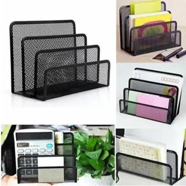 Imagem de Organizador de Mesa Metal 3 Divisórias Porta Documentos Pastas Cartas 